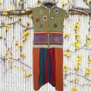 Upcycled vintage woodland fairy nymph sprite elf pointed hood duster vest